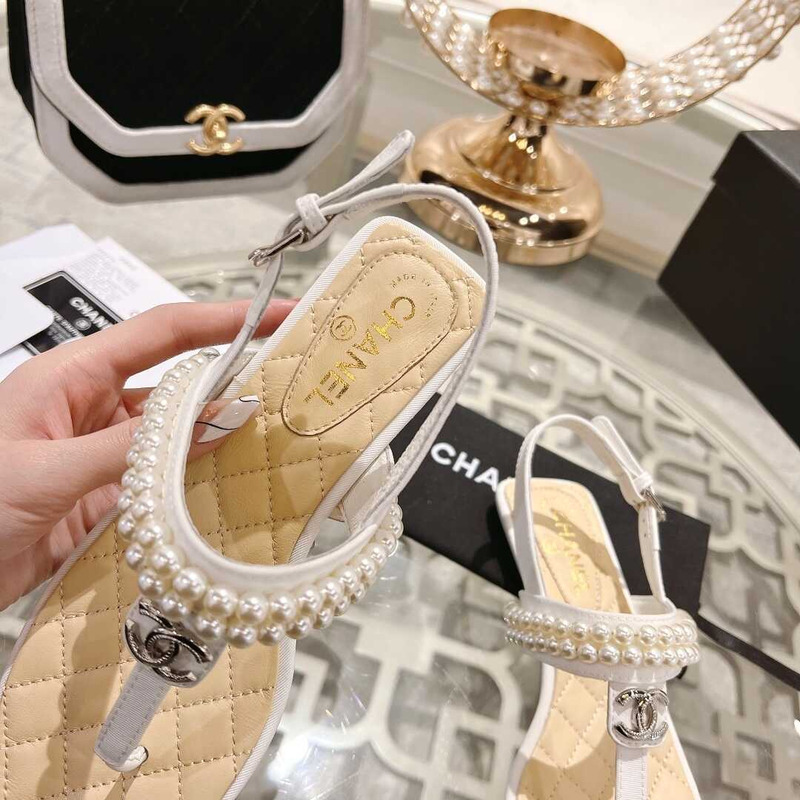 Ch*el pearl sandals white