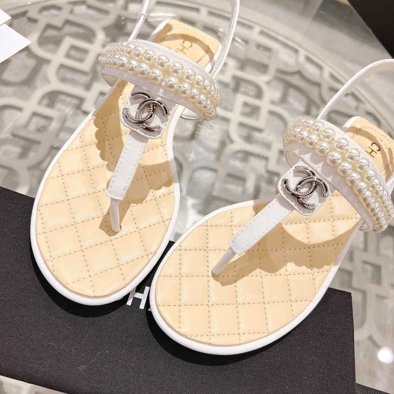 Ch*el pearl sandals white