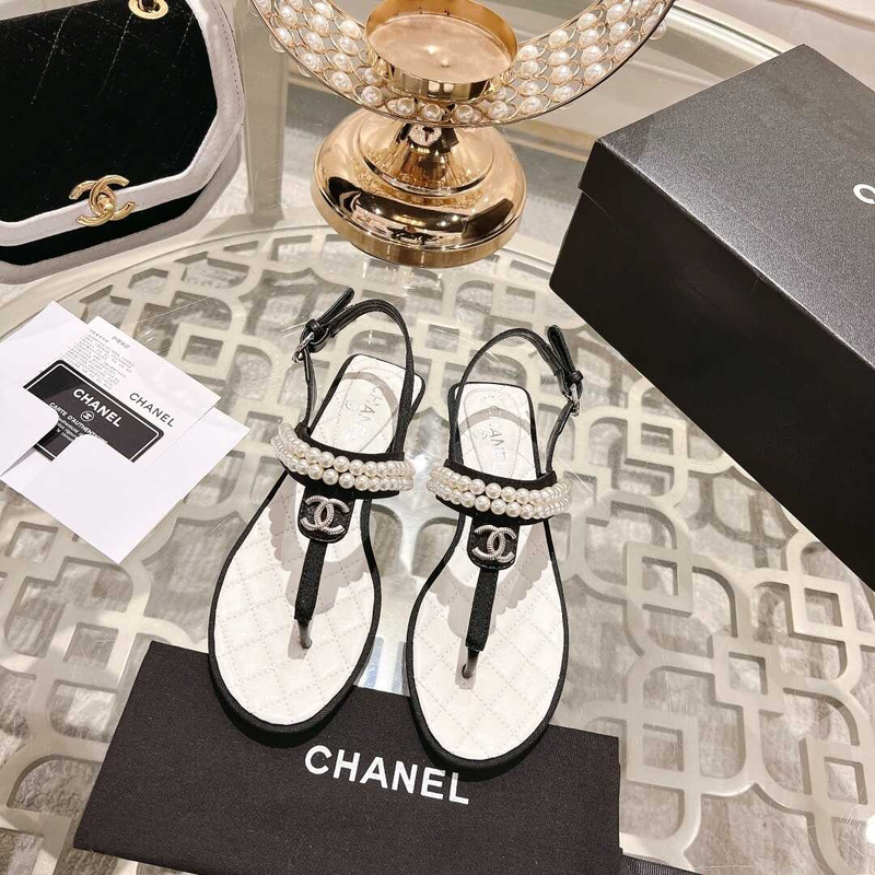 Ch*el pearl sandals black