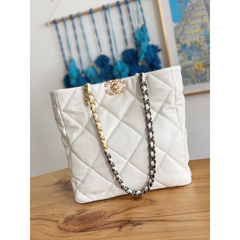 Ch*el handbag as3519 gold buckle shoulder bag white