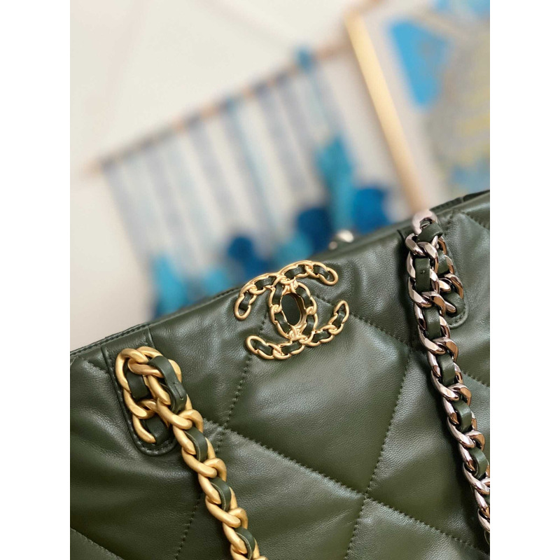 Ch*el handbag as3519 gold buckle shoulder bag dark green