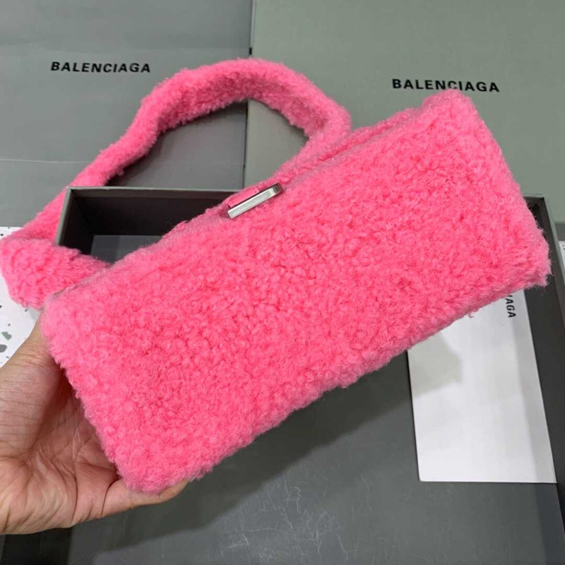 Ba*len*cia*ga xs fluffy hourglass top handle bag in pink