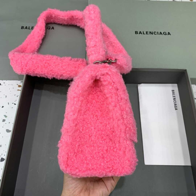 Ba*len*cia*ga xs fluffy hourglass top handle bag in pink