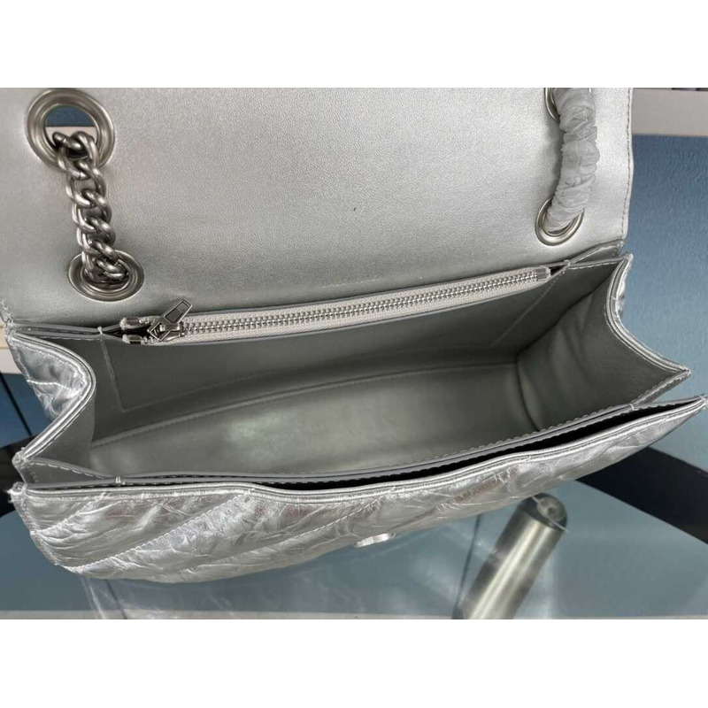 Ba*len*cia*ga quilted padded leather shoulder bag silver