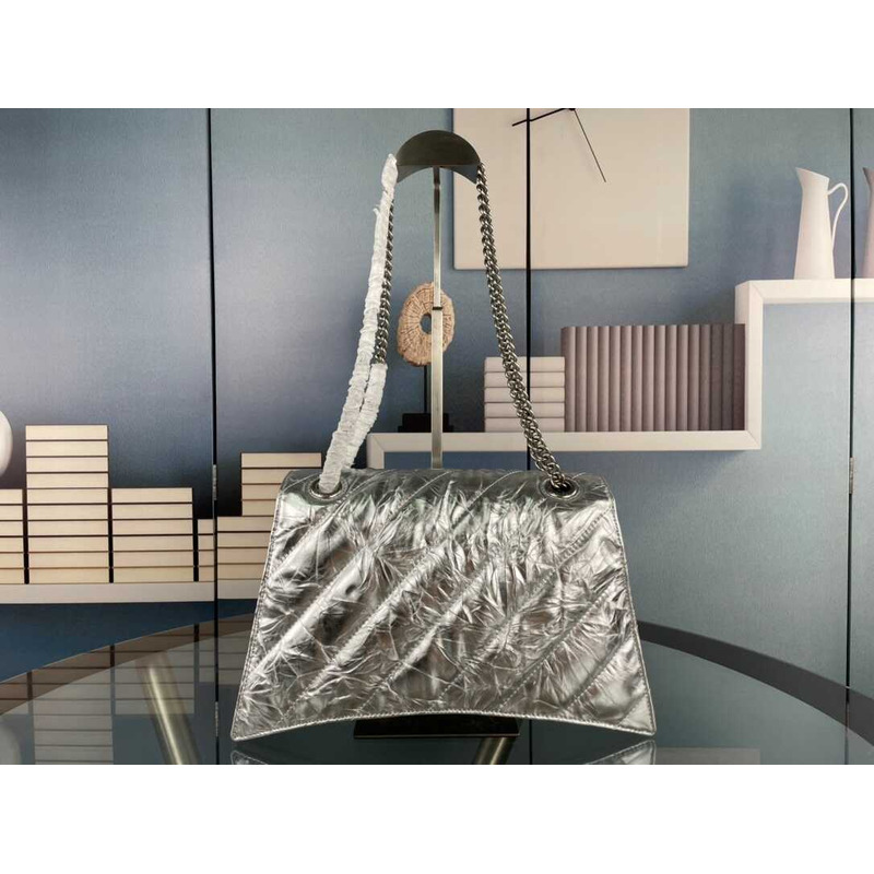 Ba*len*cia*ga quilted padded leather shoulder bag silver