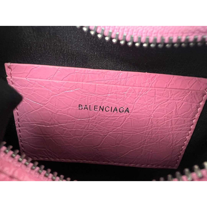 Ba*len*cia*ga le cagole mini heart studded crinkled leather shoulder bag pink