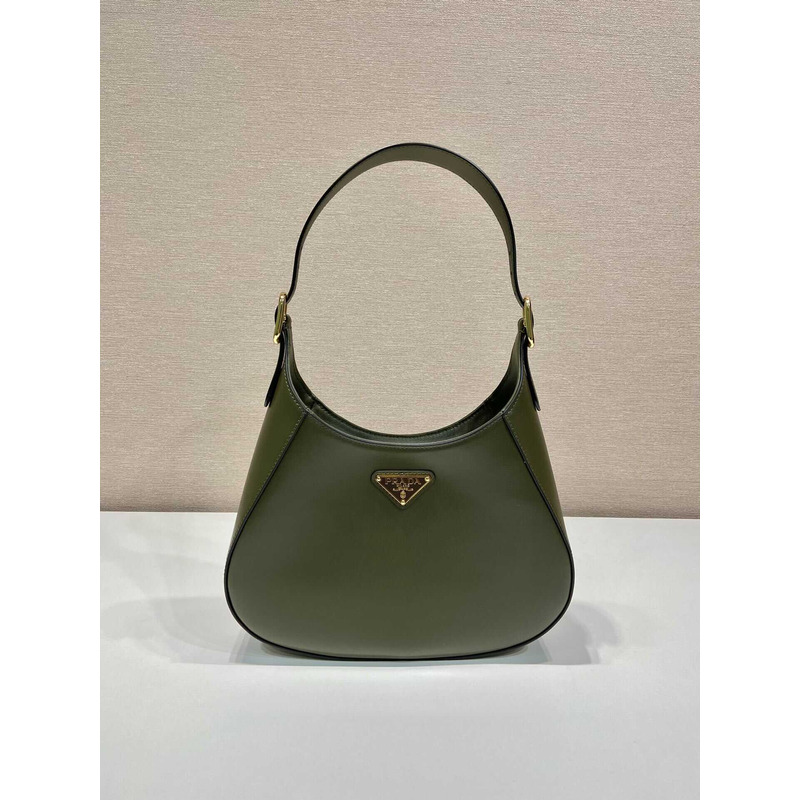 Pra*a medium leather shoulder bag army green