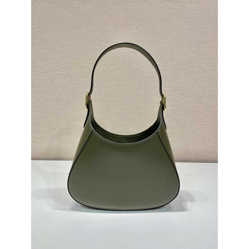 Pra*a medium leather shoulder bag army green