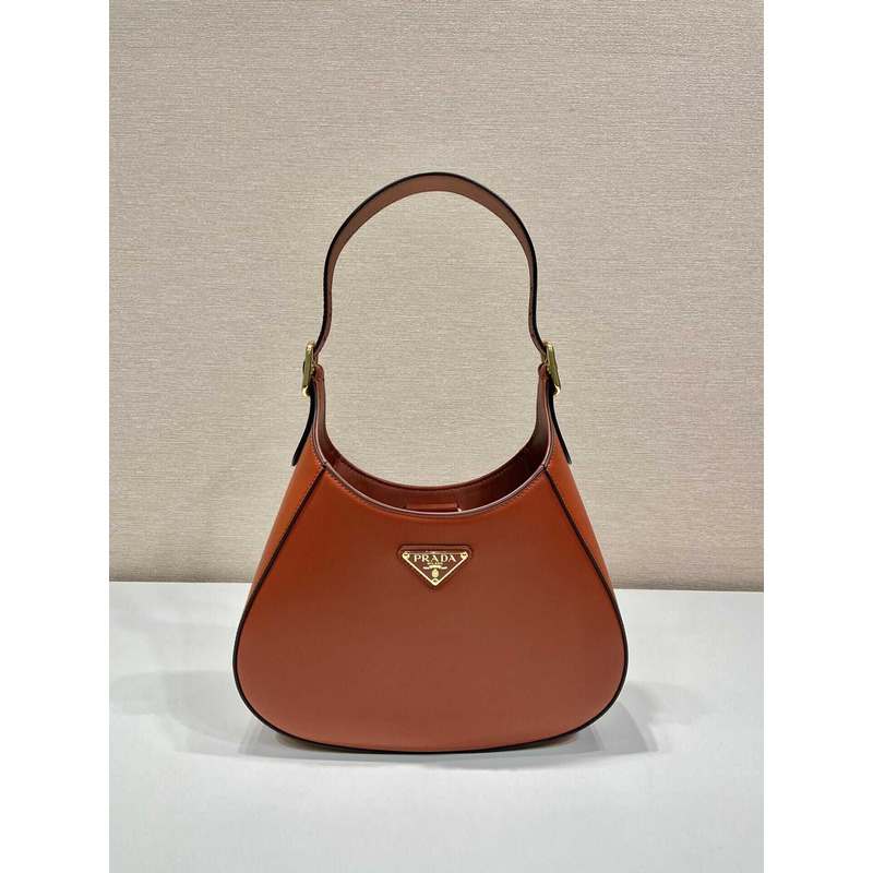 Pra*a medium leather shoulder bag brown