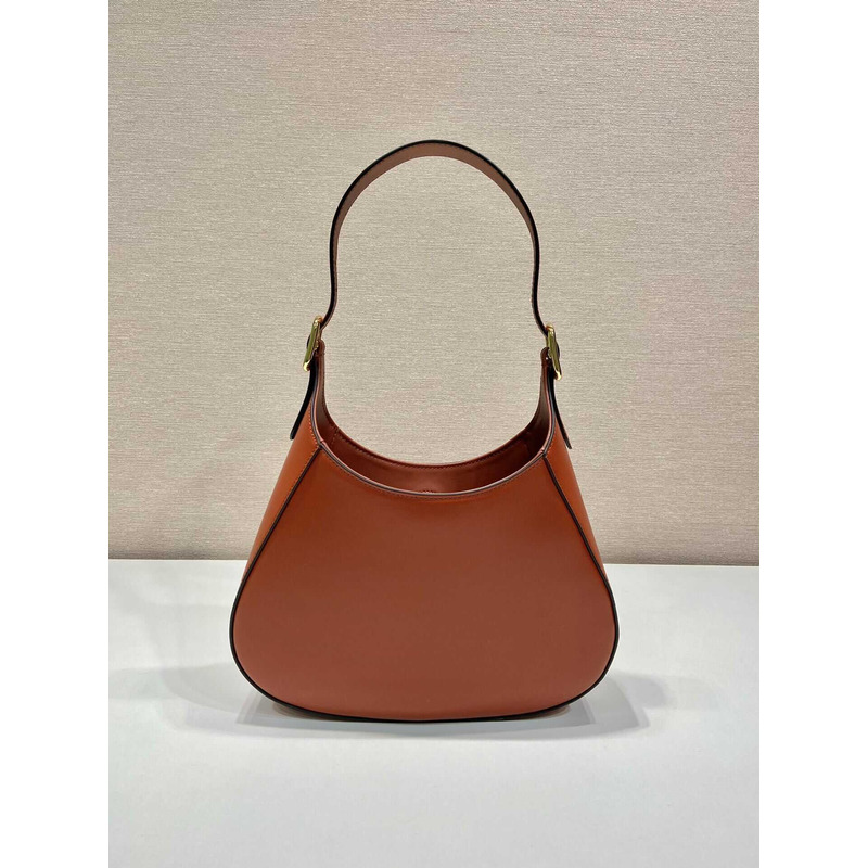 Pra*a medium leather shoulder bag brown