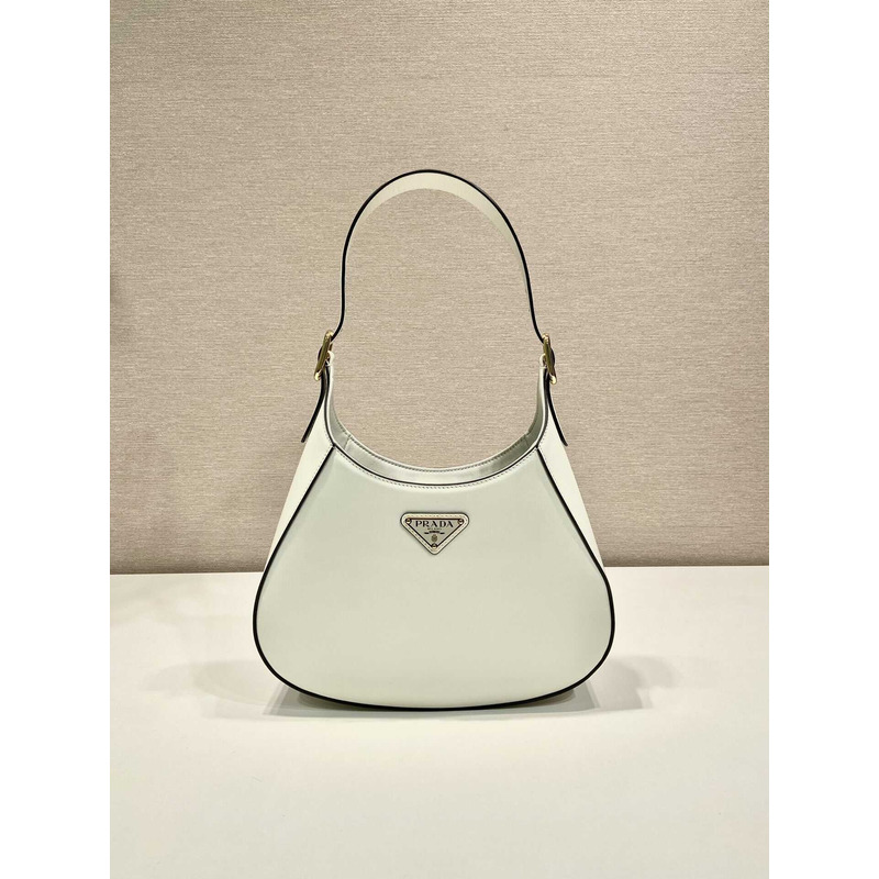 Pra*a medium leather shoulder bag white