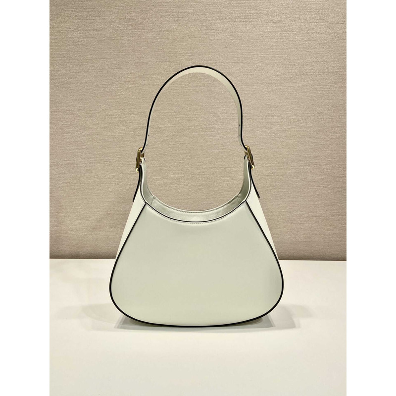 Pra*a medium leather shoulder bag white