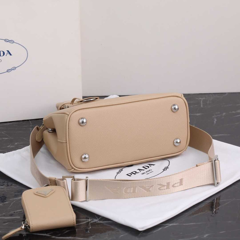 Pra*a galleria bag in saffiano leather sand color