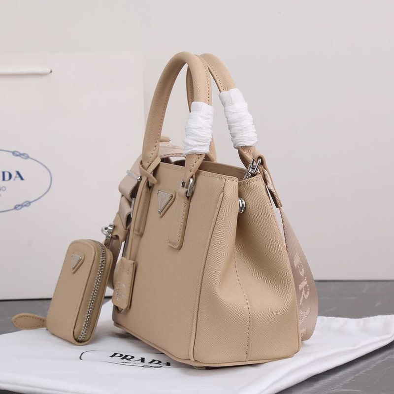 Pra*a galleria bag in saffiano leather sand color