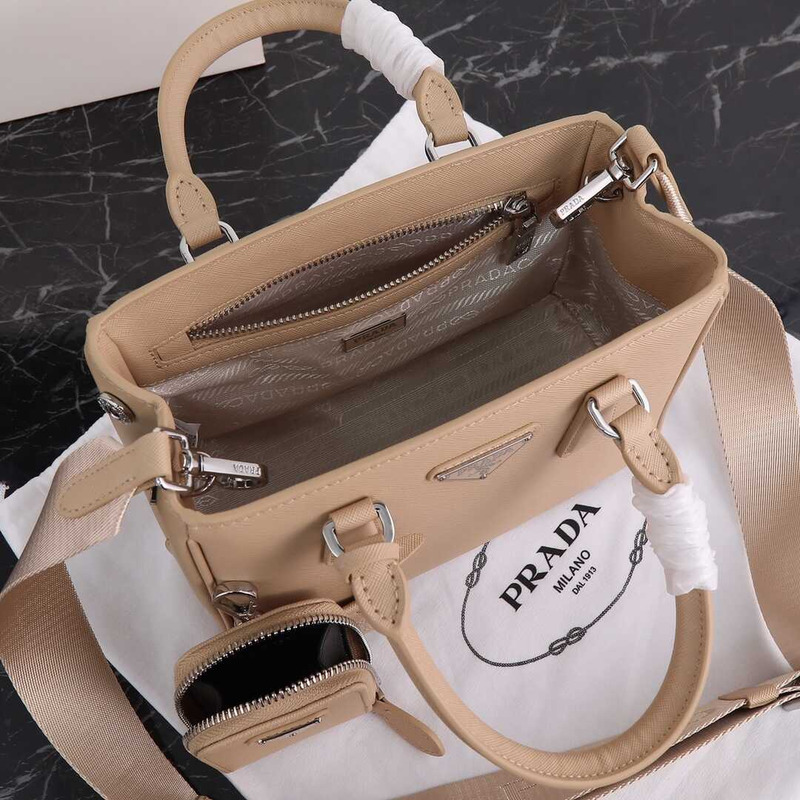 Pra*a galleria bag in saffiano leather sand color