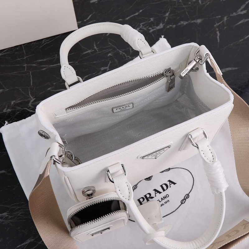 Pra*a galleria bag in saffiano leather black white