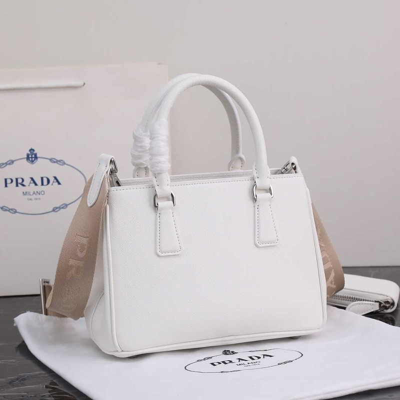 Pra*a galleria bag in saffiano leather black white