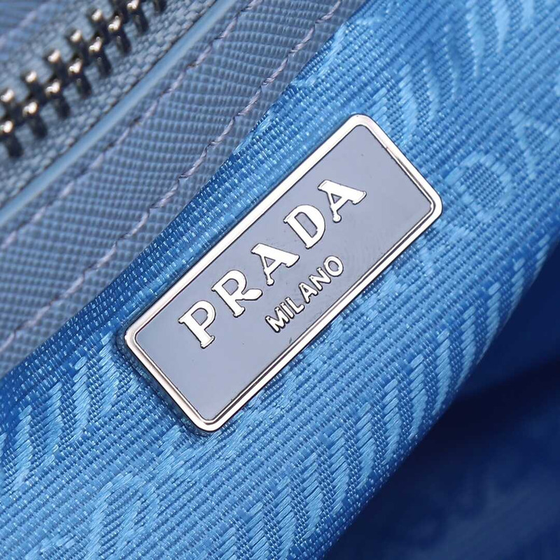 Pra*a galleria bag in saffiano leather black light blue