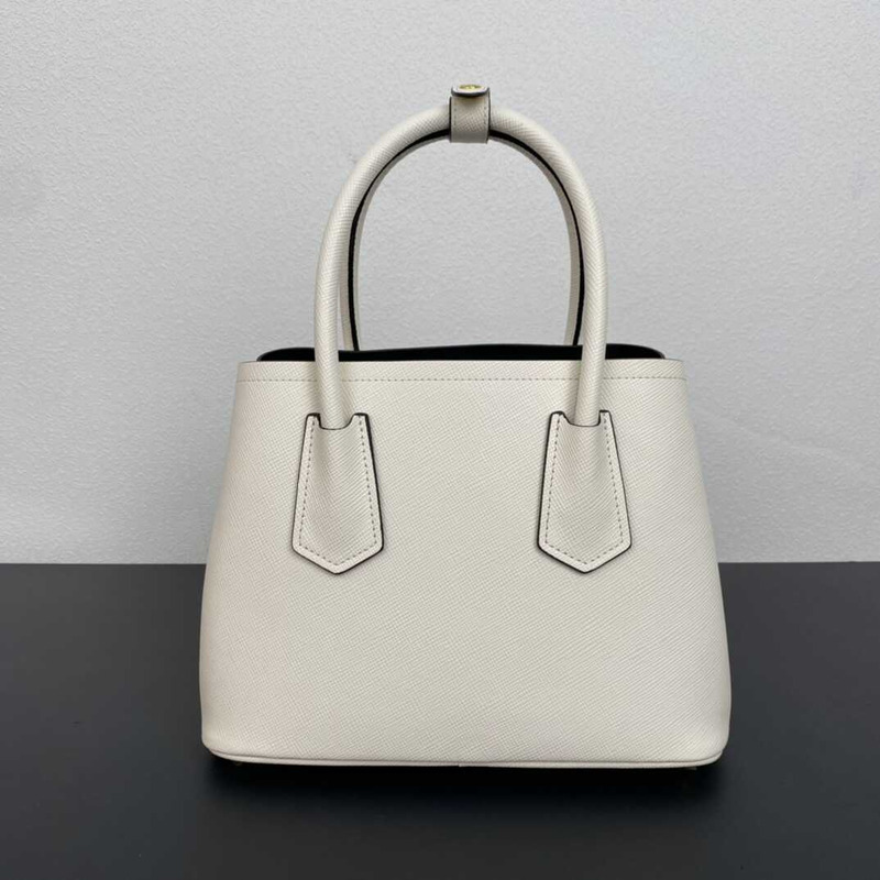 Pra*a double saffiano leather mini bag white