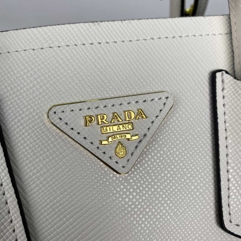 Pra*a double saffiano leather mini bag white