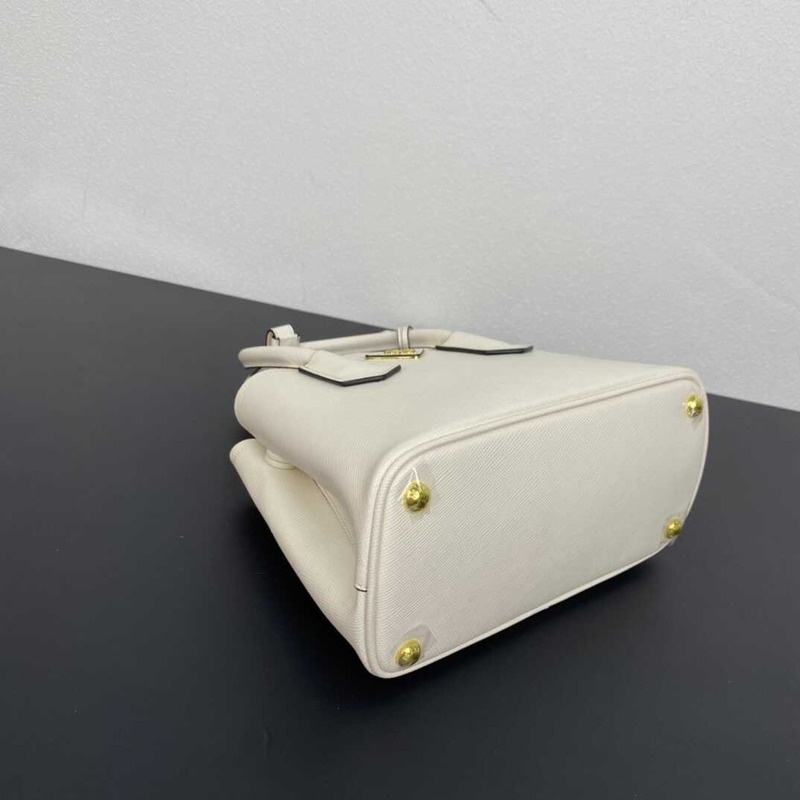 Pra*a double saffiano leather mini bag white