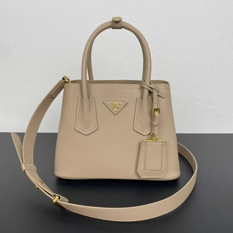 Pra*a double saffiano leather mini bag sand color