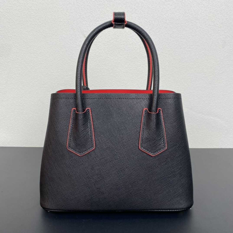 Pra*a double saffiano leather mini bag black