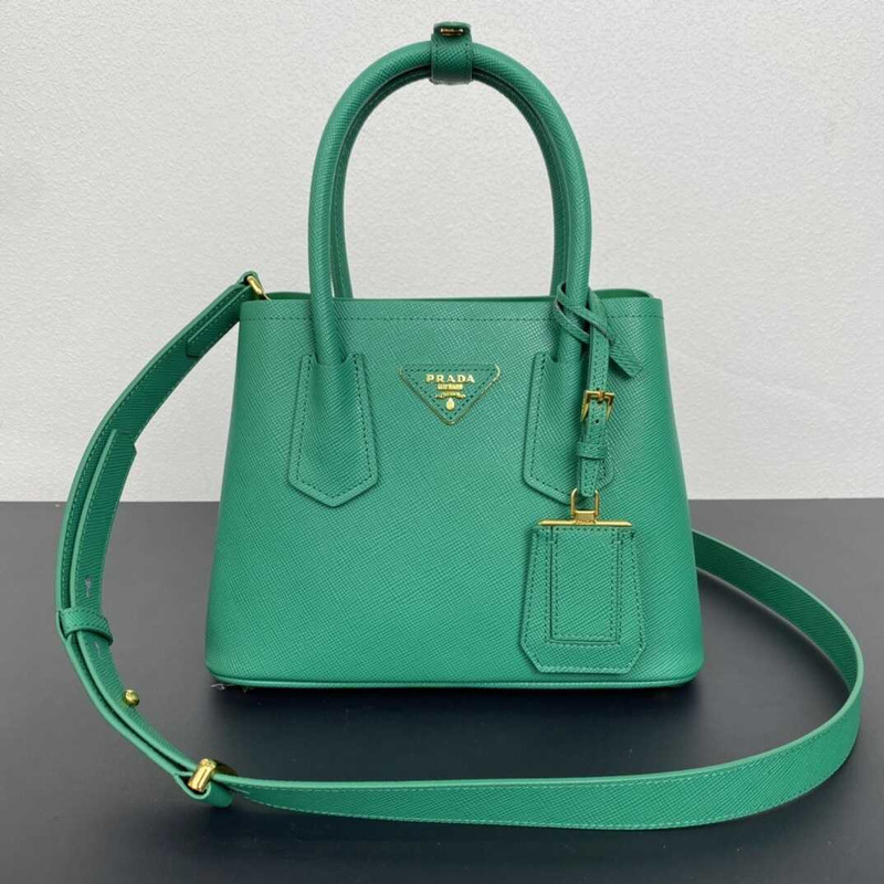 Pra*a double saffiano leather mini bag green