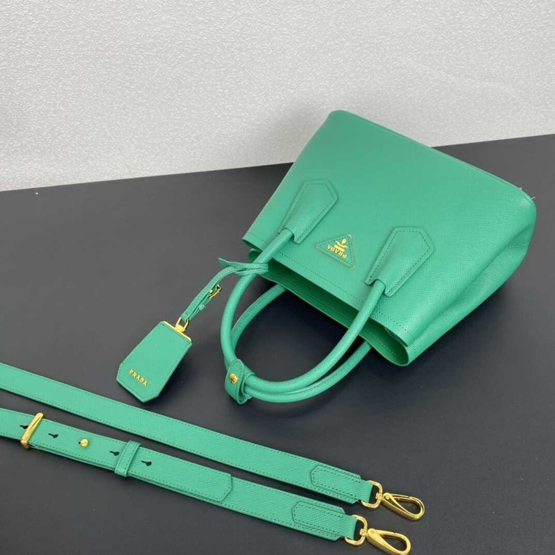 Pra*a double saffiano leather mini bag green