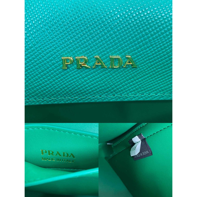 Pra*a double saffiano leather mini bag green