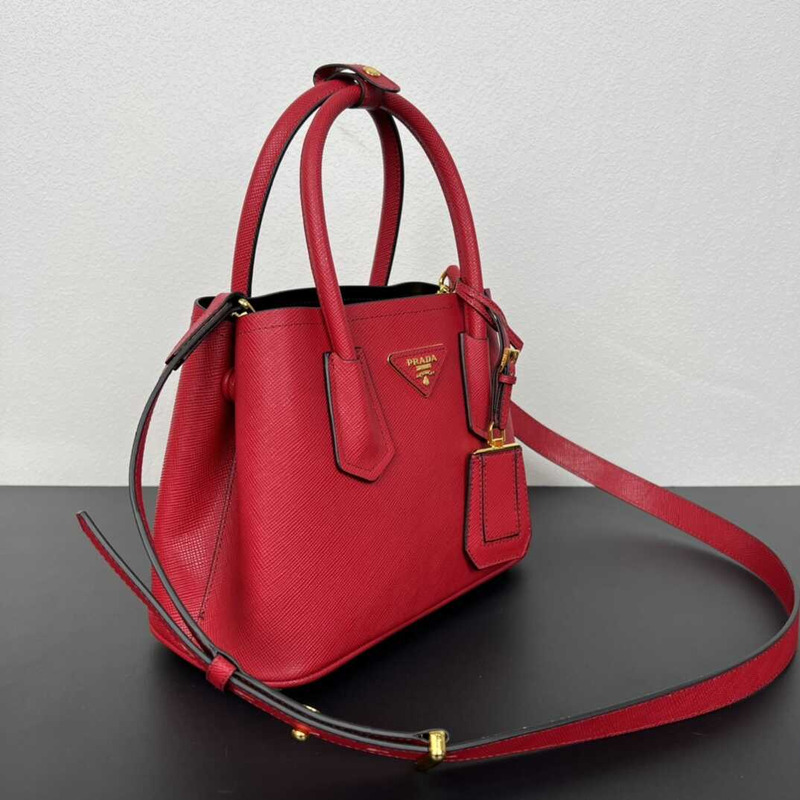 Pra*a double saffiano leather mini bag red