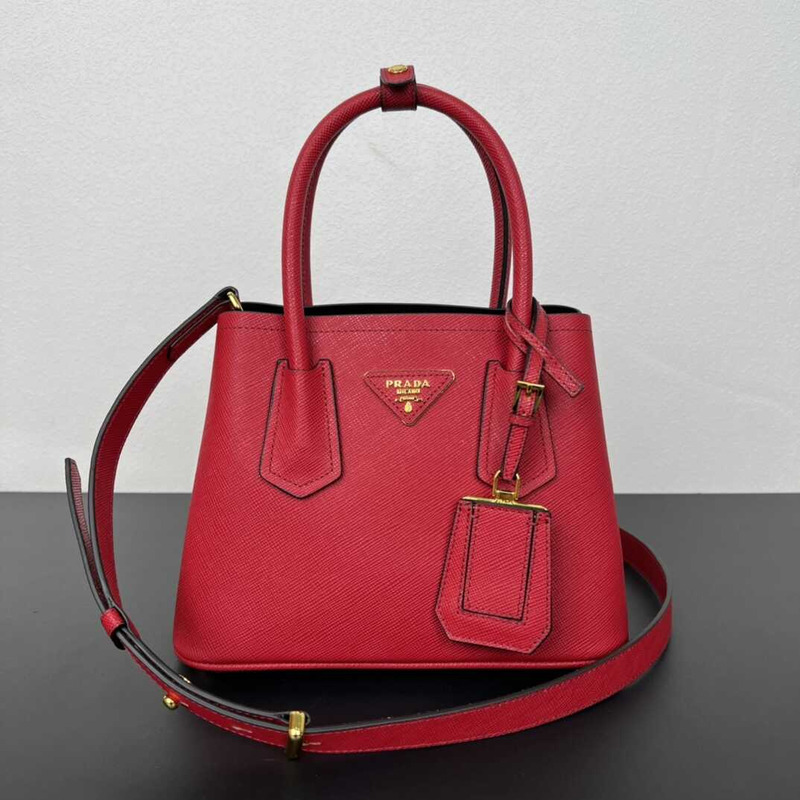 Pra*a double saffiano leather mini bag red