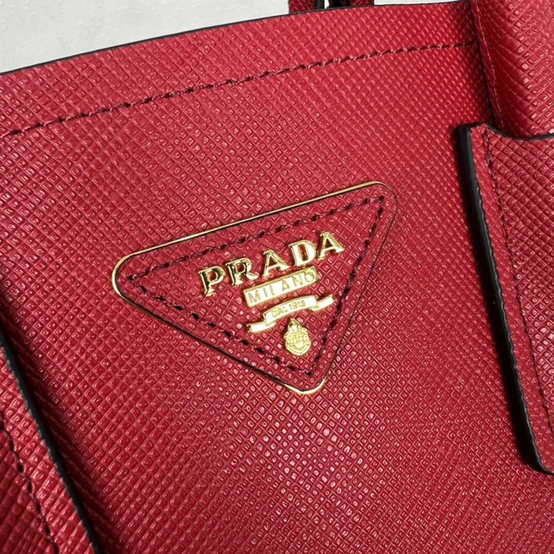 Pra*a double saffiano leather mini bag red