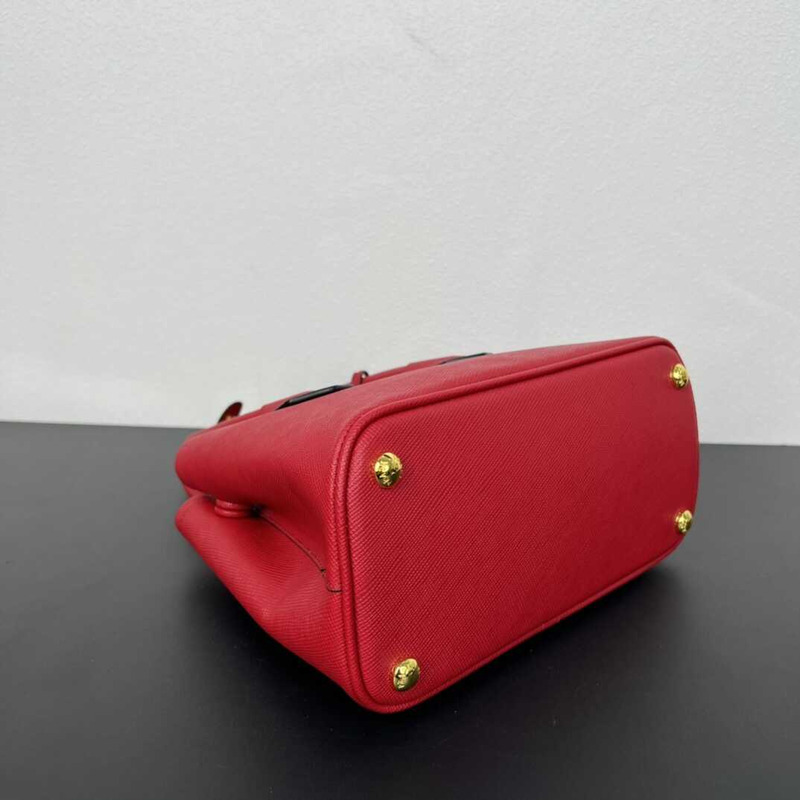 Pra*a double saffiano leather mini bag red