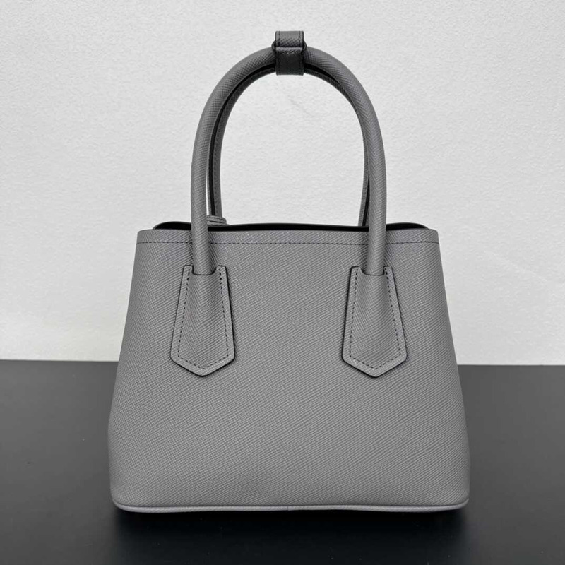 Pra*a double saffiano leather mini bag gray