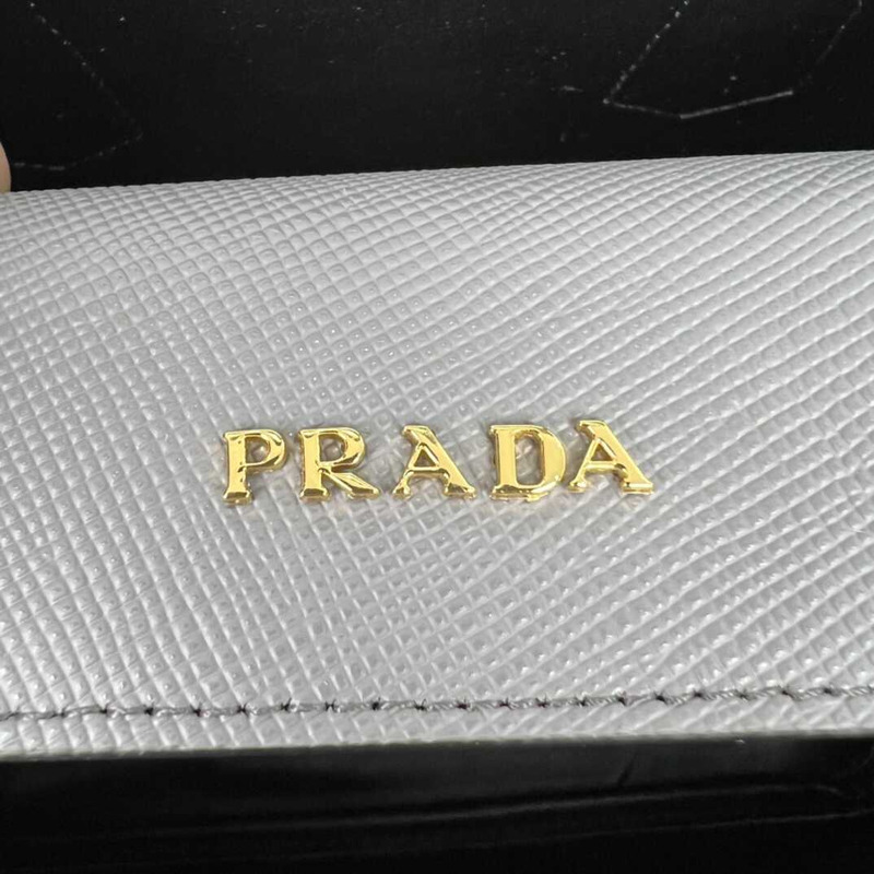 Pra*a double saffiano leather mini bag gray