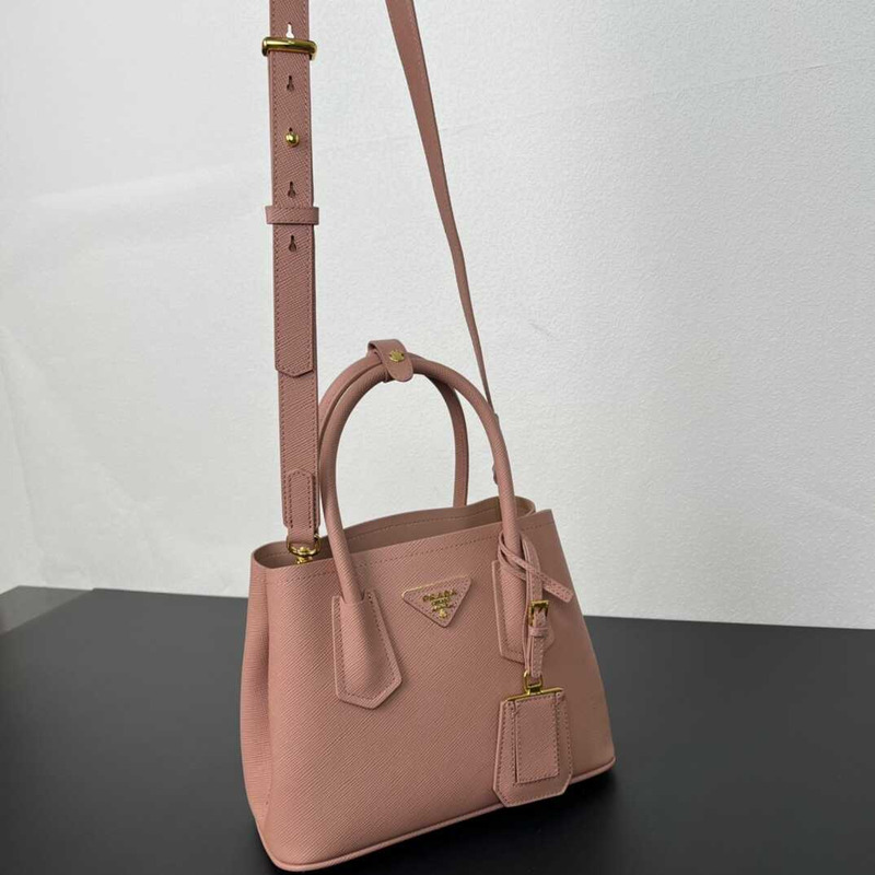 Pra*a galleria bag in saffiano leather black pink