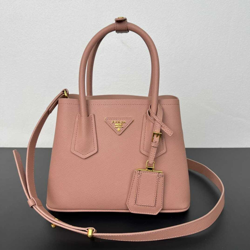 Pra*a galleria bag in saffiano leather black pink