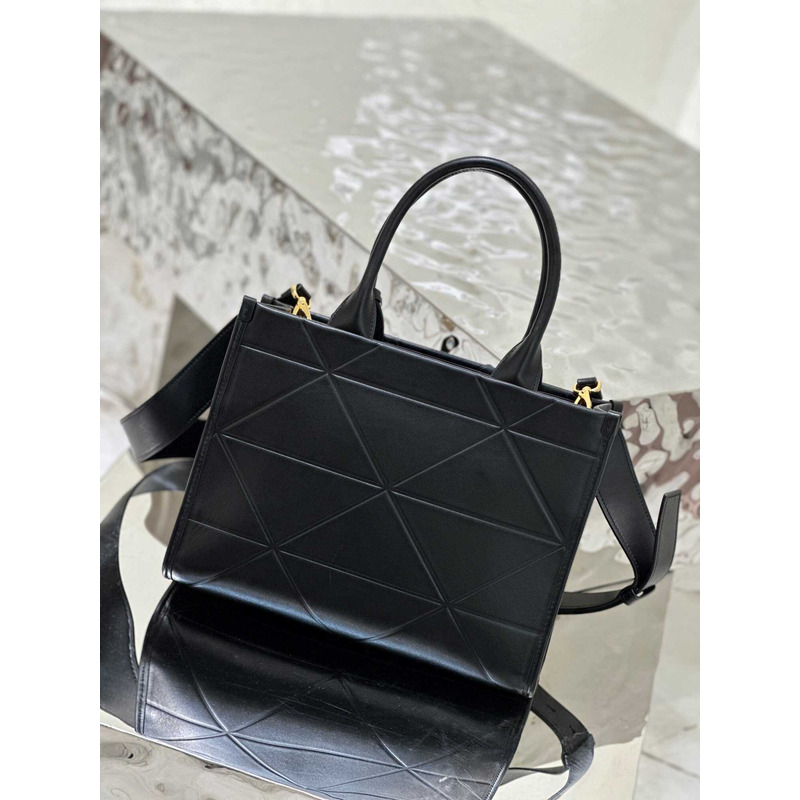 Pra*a small leather handbag with topstitching black