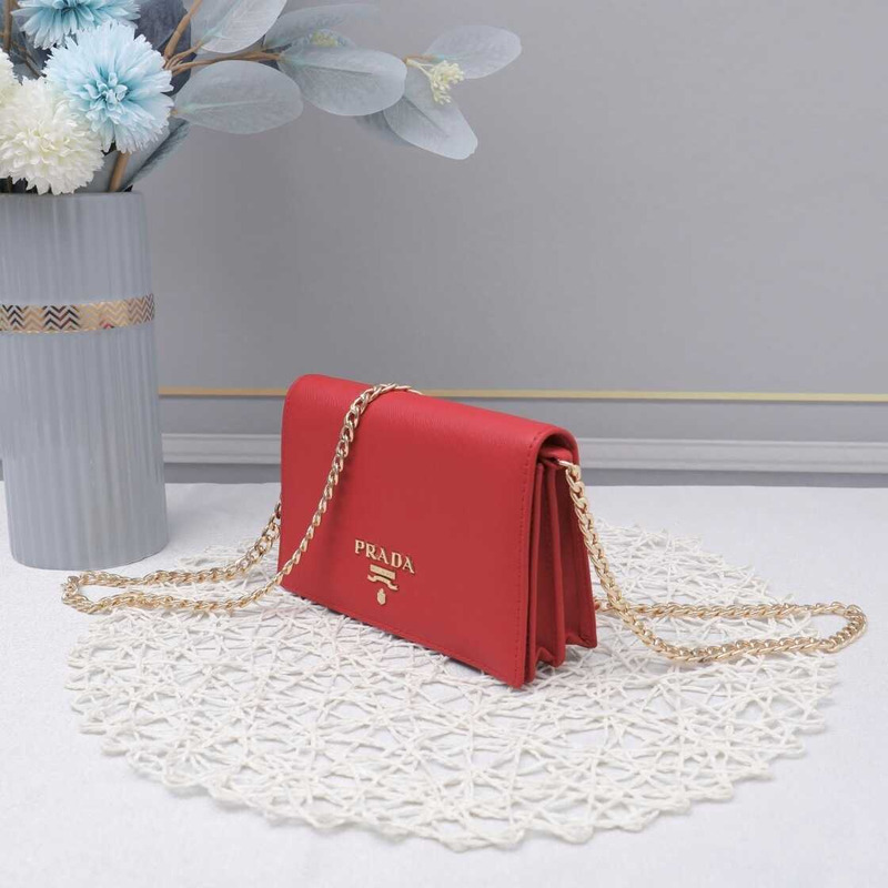 Pra*a saffiano leather mini bag red