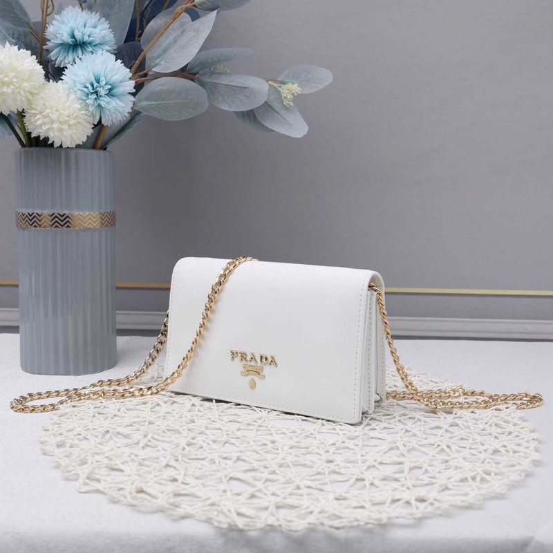 Pra*a saffiano leather mini bag white