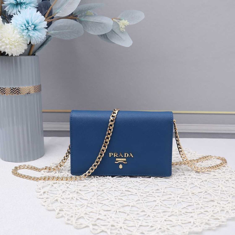 Pra*a saffiano leather mini bag blue