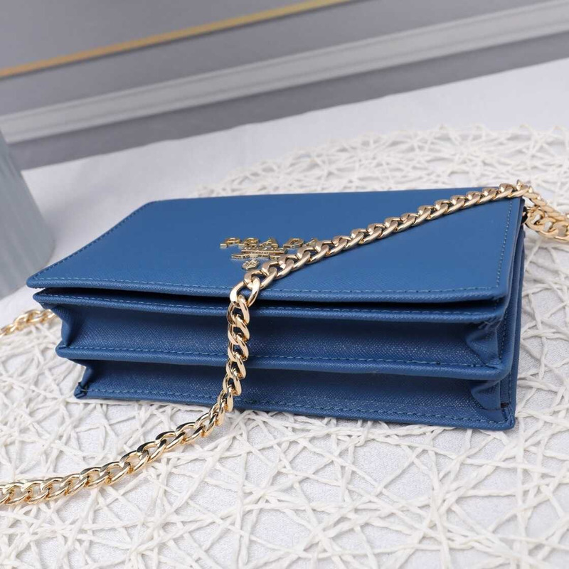 Pra*a saffiano leather mini bag blue