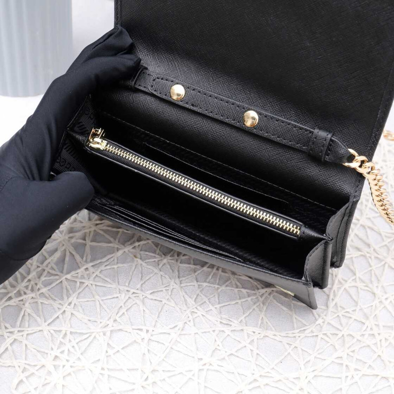 Pra*a saffiano leather mini bag black