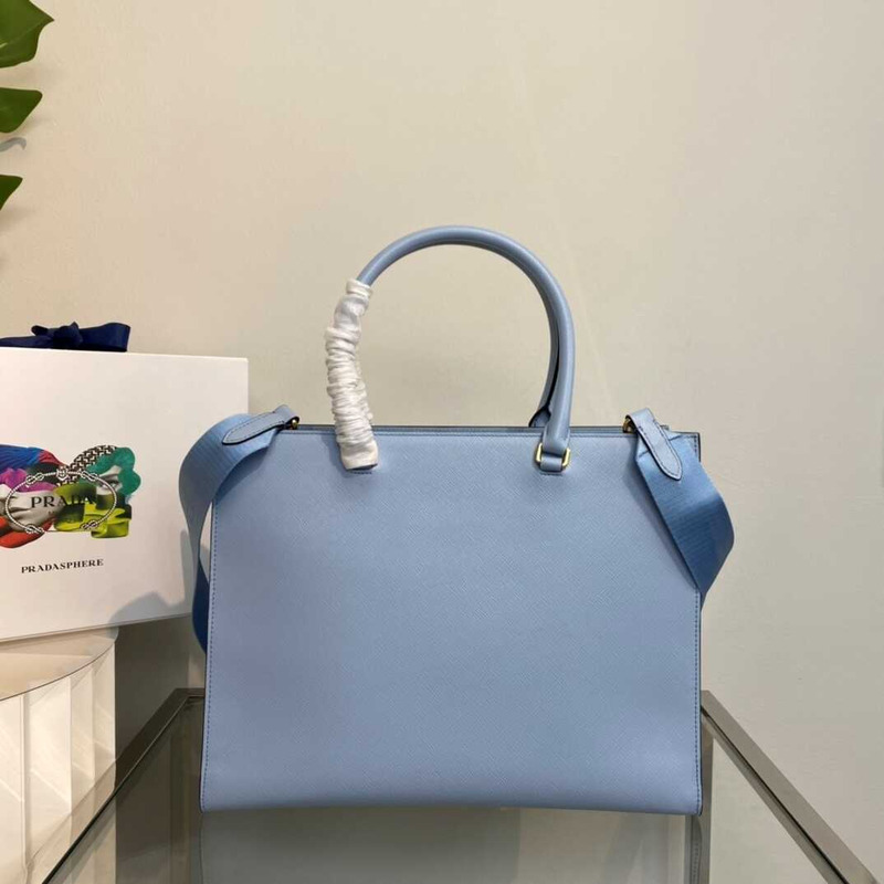 Pra*alarge saffiano leather tote blue