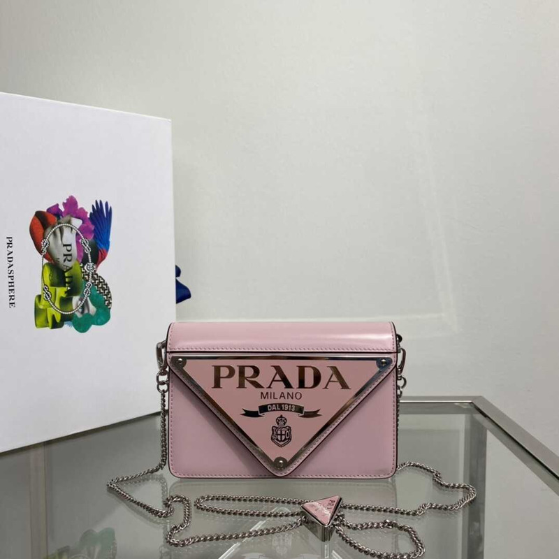 Pra*a brushed leather shoulder bag pink