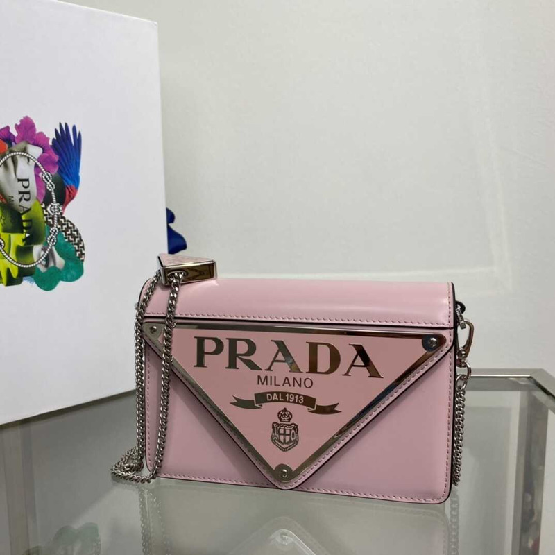 Pra*a brushed leather shoulder bag pink