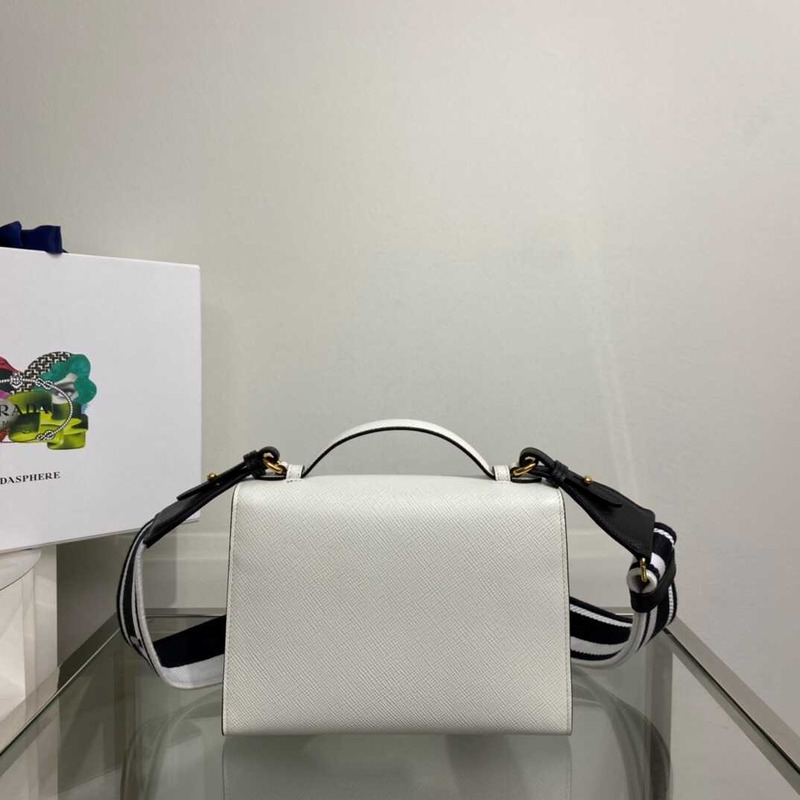 Pra*a monochrome saffiano leather bag white