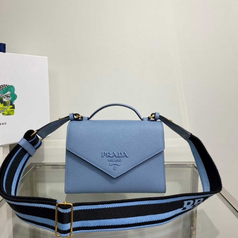 Pra*a monochrome saffiano leather bag blue