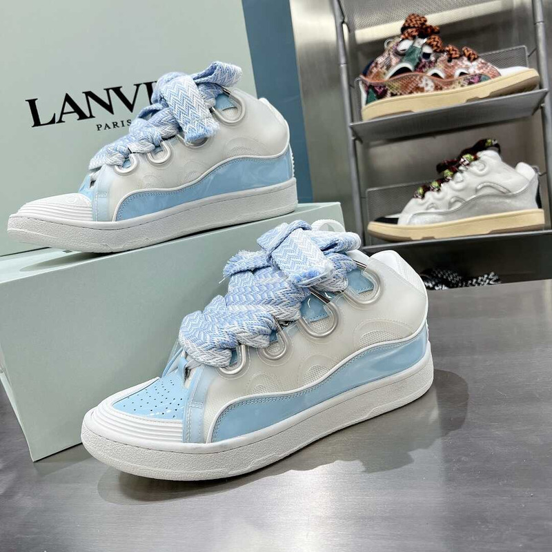 Lanvin Lurex Curb Metallic Sneakers Blue